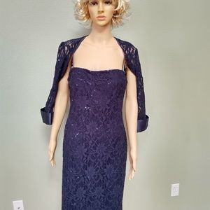 JS Collection 10 blue sequin and lace dress
